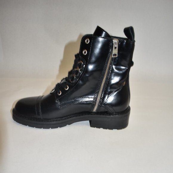 AllSaints Black Women's Leather Lira Hiker Black Boots Size 37 EU 7 US